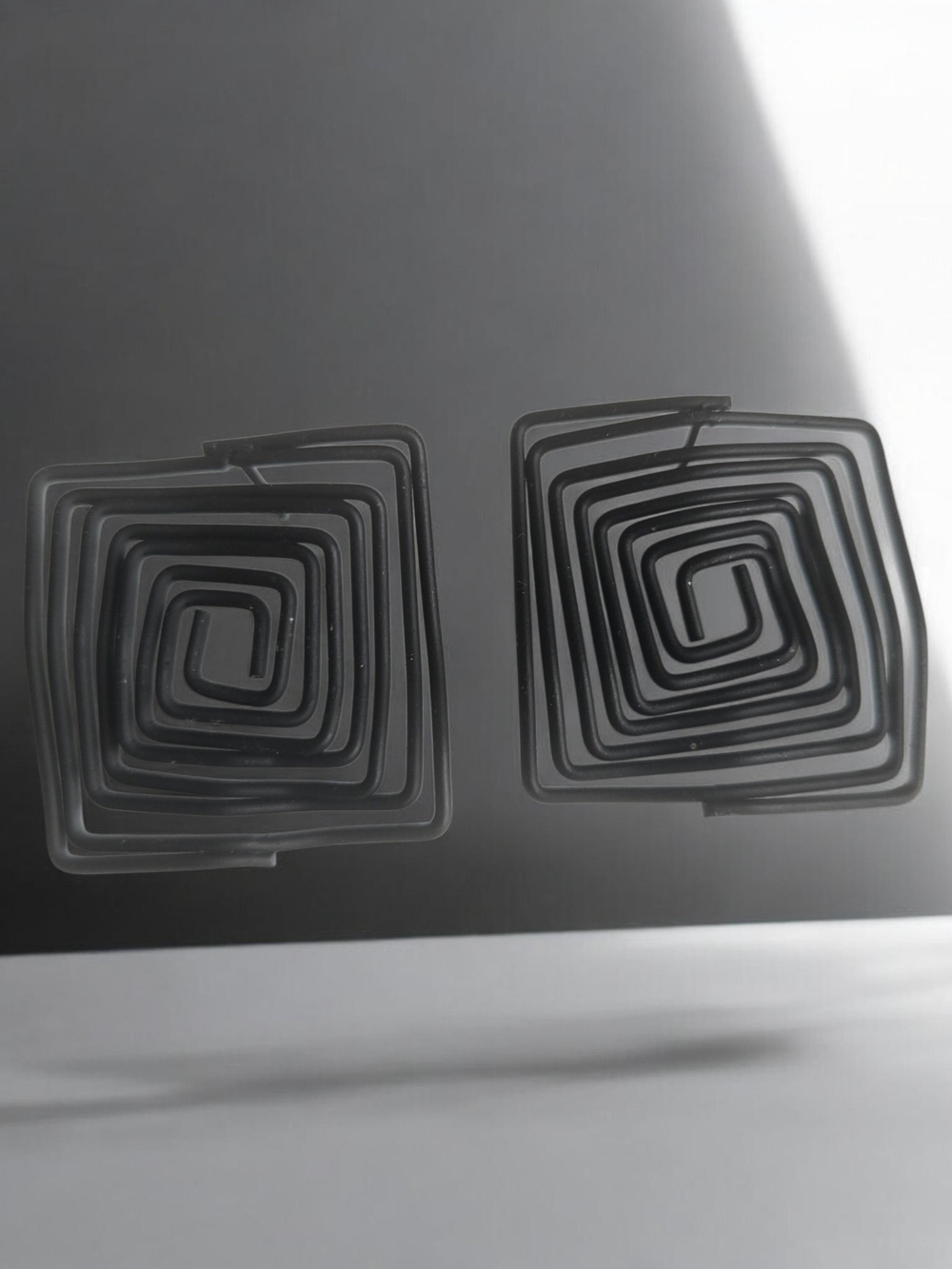Modern Black Spiral Square Wall Accents - Unbranded